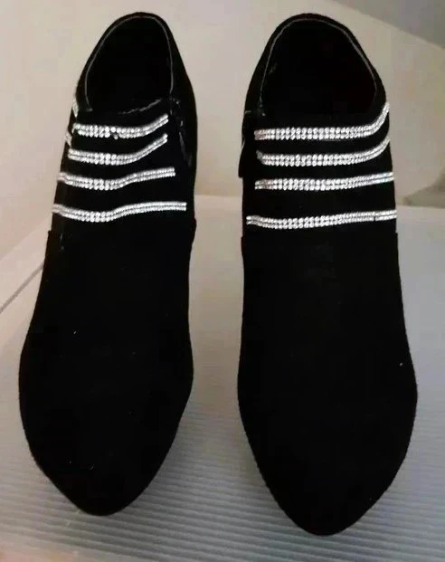 Black and silver low ankle boots size 39 with a 13 cm heel – photo 3
